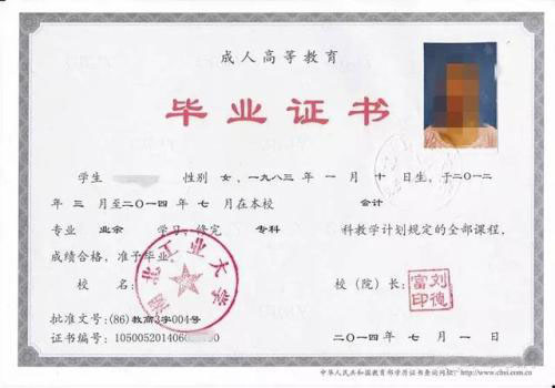 湖北工業(yè)大學成教成教畢業(yè)證樣本